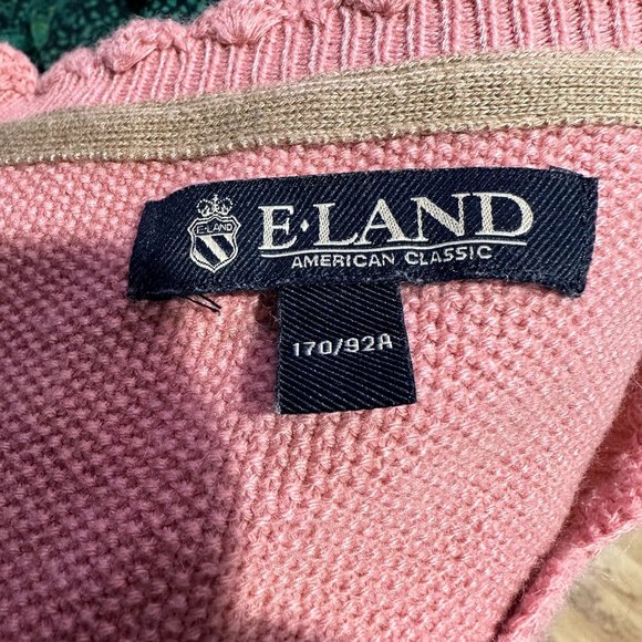 Vintage E Land American Classic Pink Knit Button Sweater Cardigan Academia Elbow - Picture 3 of 5